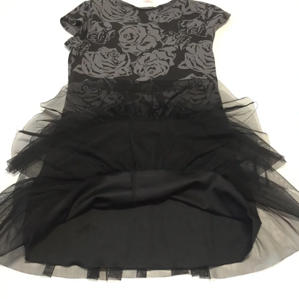 Xhilaration Girls Floral Printed Black Dress Sz M